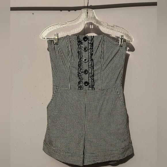 bebe Pants - Bebe Gingham Strapless Corseted Playsuit